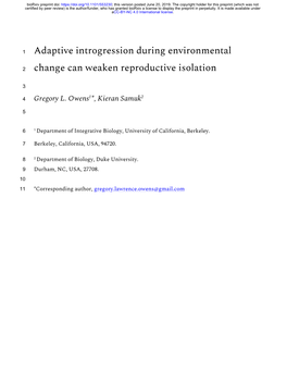 Adaptive Introgression During Environmental Change Can Weaken