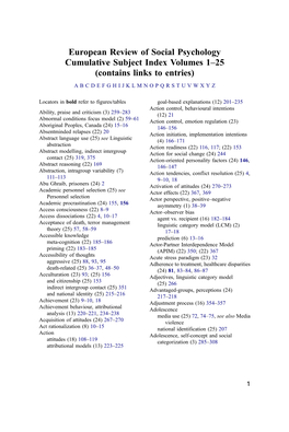 Cumulative Subject Index Volumes 1–25 (Contains Links to Entries) ABCDEFGHIJKLMNOPQRSTUVWXYZ