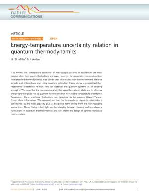 Energy-Temperature Uncertainty Relation in Quantum Thermodynamics