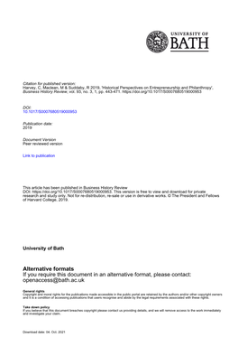 Alternative Formats If You Require This Document in an Alternative Format, Please Contact: Openaccess@Bath.Ac.Uk