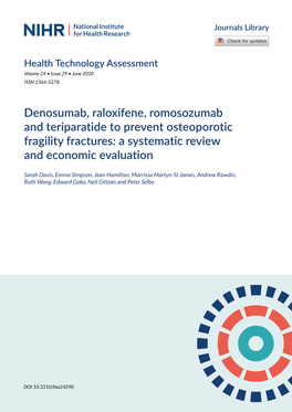 Denosumab, Raloxifene, Romosozumab and Teriparatide to Prevent Osteoporotic Fragility Fractures: a Systematic Review and Economic Evaluation