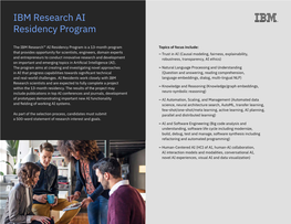 IBM Research AI Residency Program