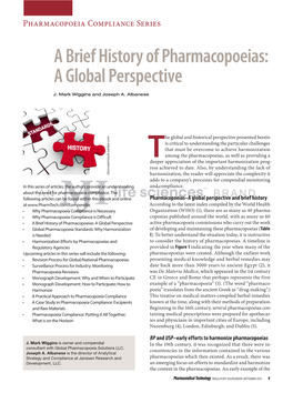 A Brief History of Pharmacopoeias: a Global Perspective