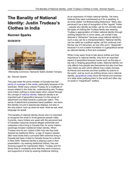The Banality of National Identity: Justin Trudeau's Clothes in India