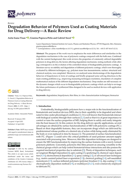 Degradation Behavior of Polymers Used As Coating Materials for Drug Delivery—A Basic Review