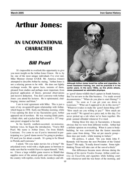 Arthur Jones: an Unconventional Character