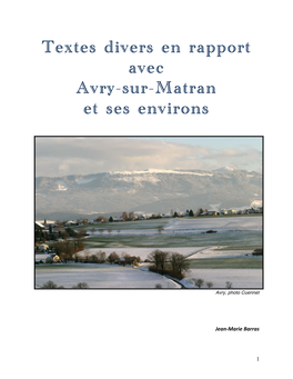 Textes Divers En Rapport Avec Avry-Sur-Matran Et Ses Environs