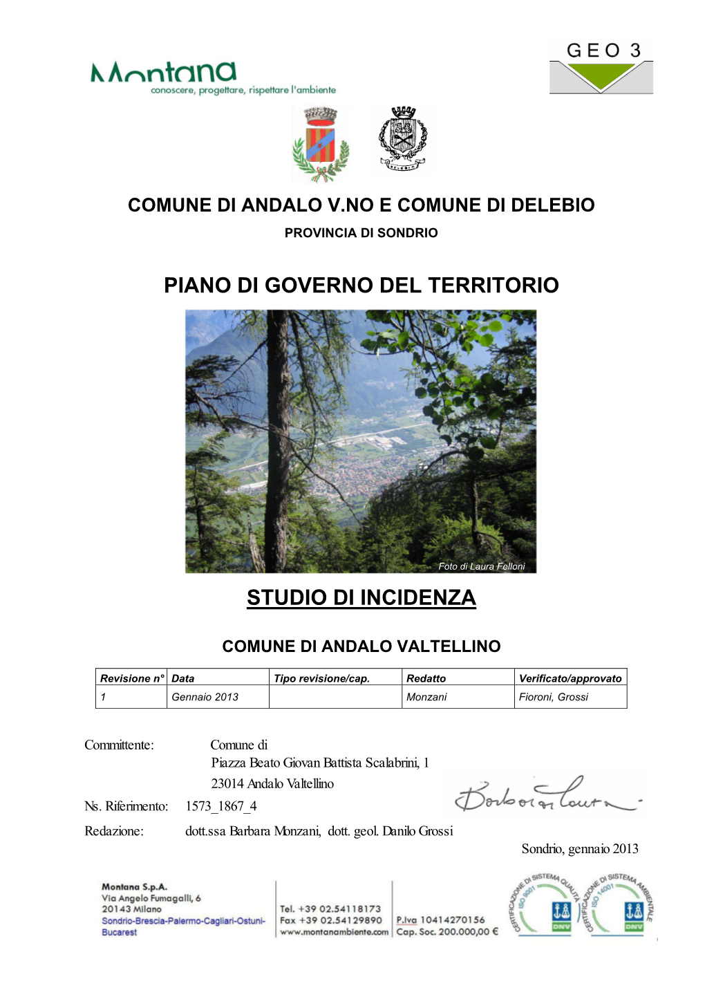 Piano Di Governo Del Territorio Studio Di Incidenza