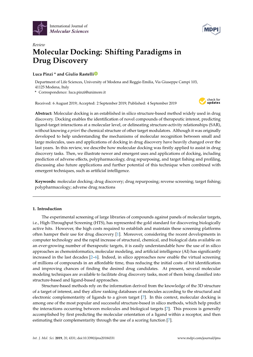 Molecular Docking: Shifting Paradigms in Drug Discovery