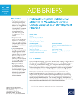 National Geospatial Database for Maldives to Mainstream Climate Change Adaptation in Development Planning (ADB Brief No. 117)