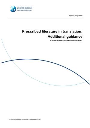 Prescribed Literature in Translation: Additional Guidance Critical Summaries of Selected Works