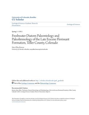 Freshwater Diatom Paleontology and Paleolimnology of the Late Eocene Florissant Formation, Teller County, Colorado
