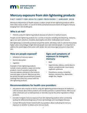 Mercury Exposure from Skin Lightening Products