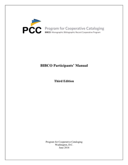 BIBCO Participants' Manual
