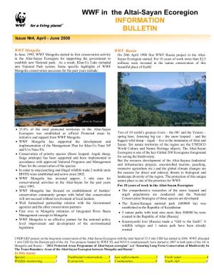 WWF in the Altai-Sayan Ecoregion INFORMATION BULLETIN