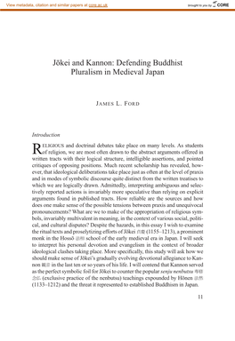 Jōkei and Kannon: Defending Buddhist Pluralism in Medieval Japan