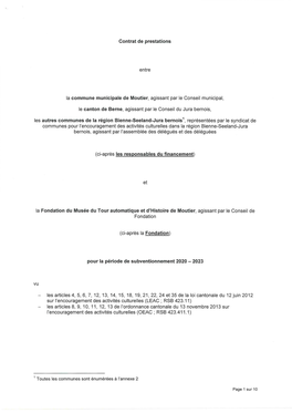 Contrat De Prestations Entre La Commune Municipale De Moutier