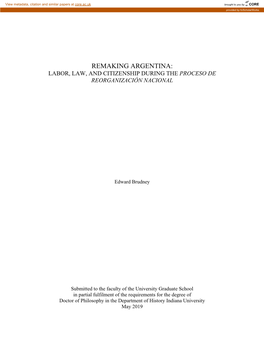 Remaking Argentina: Labor, Law, and Citizenship During the Proceso De Reorganización Nacional