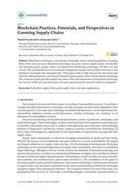 Blockchain Practices, Potentials, and Perspectives in Greening Supply Chains