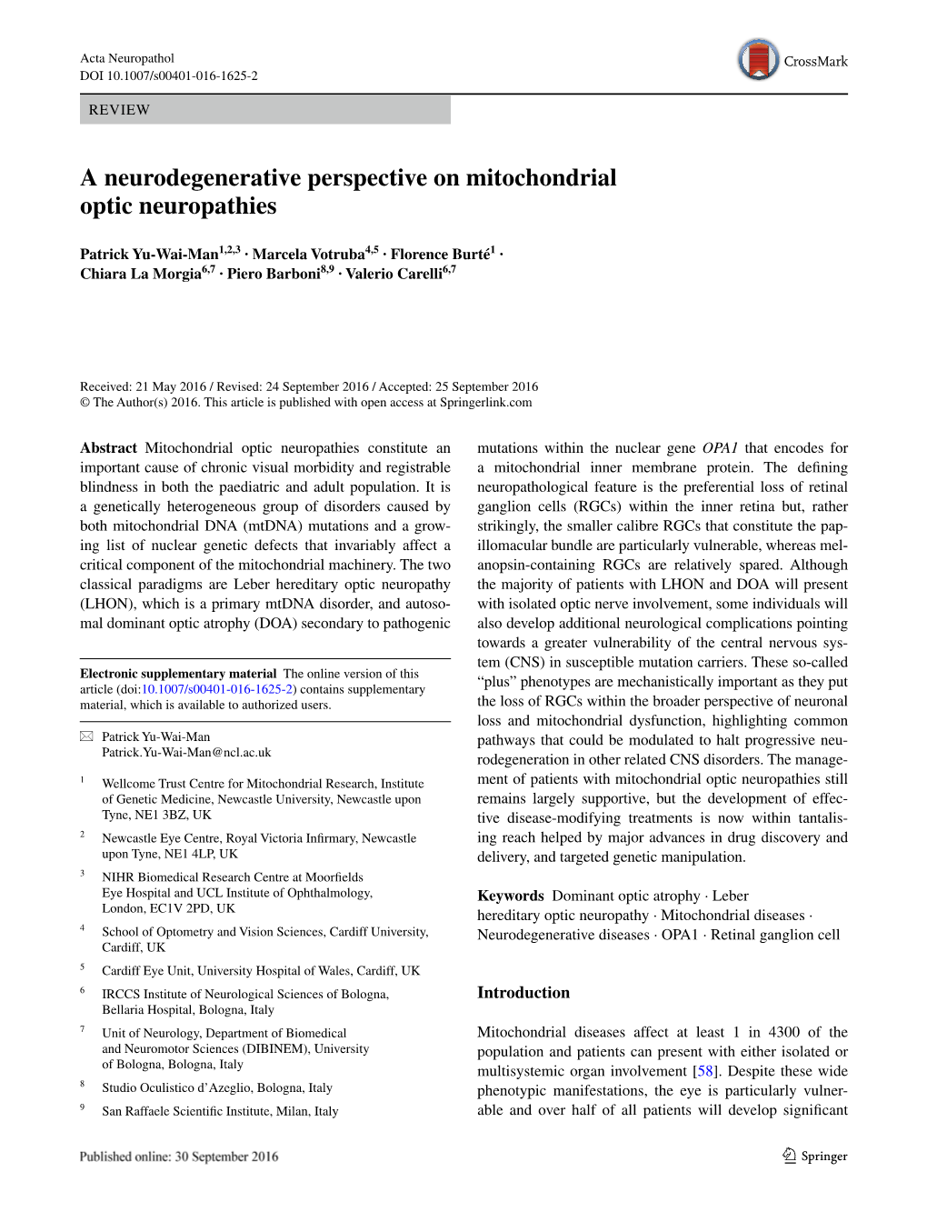 A Neurodegenerative Perspective on Mitochondrial Optic Neuropathies
