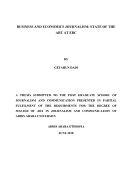 Business and Economics Journalism: State of the Art at Ebc