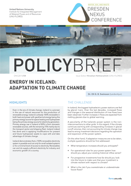 Energy in Iceland: Adaptation to Climate Change