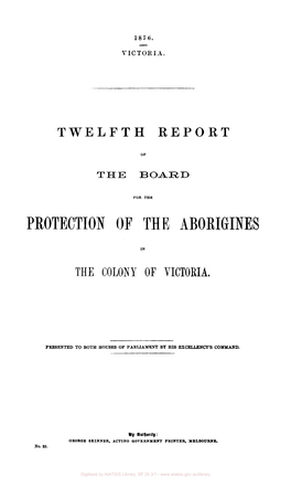 Twelfth Report of the Board for the Protection of the Aborigines in The