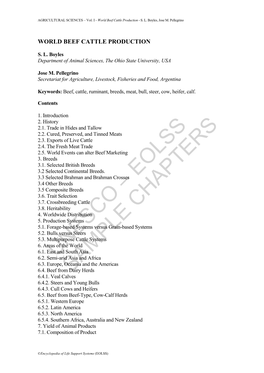 World Beef Cattle Production - S