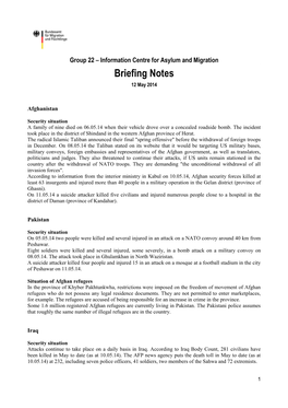 Briefing Notes 12 May 2014