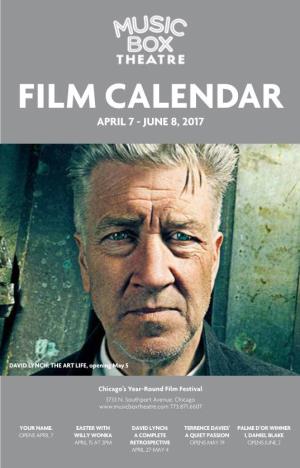 Film Calendar April 7 - June 8, 2017