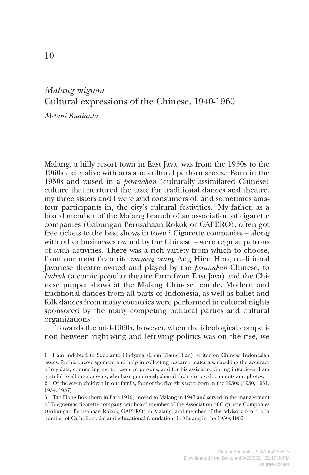 10 Malang Mignon Cultural Expressions of the Chinese, 1940