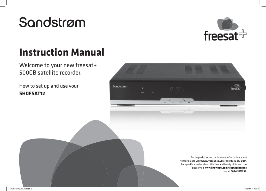 SANDSTROM Satellite Set-Top Box Recorder SHDFSAT12 Manual