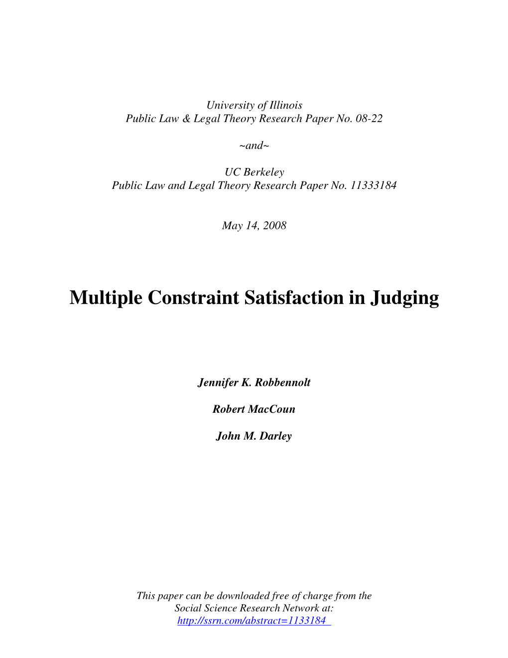 Multiple Constraint Satisfaction in Judging