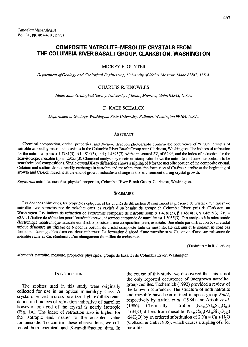 Composite Natrolite-Mesolite Crvstals from the Columbia