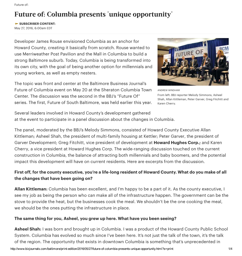 Future Of: Columbia Presents 'Unique Opportunity'