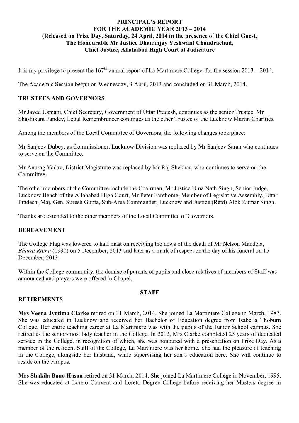 Principal Report 2013-2014