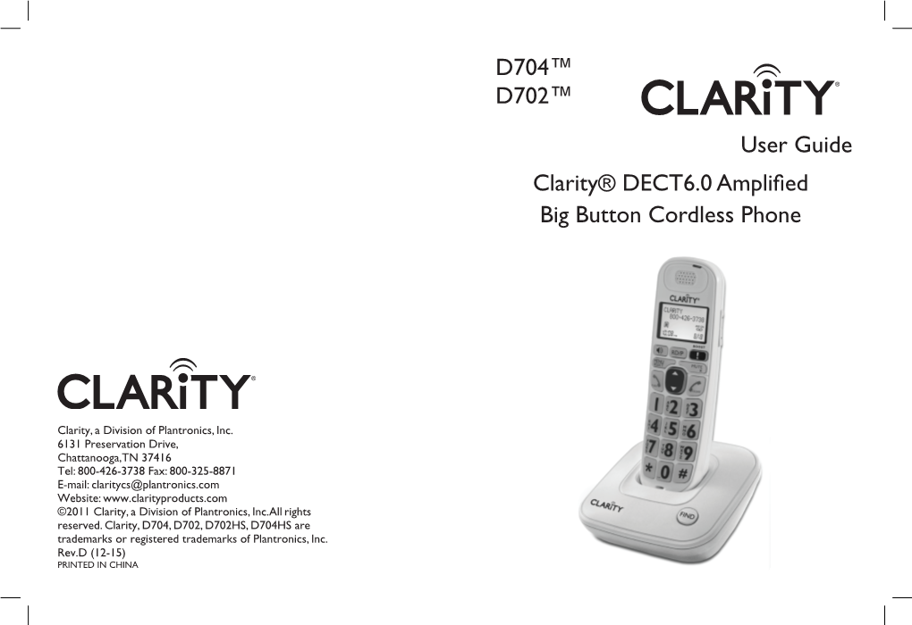 User Guide D704™ D702™ Big Button Cordless Phone