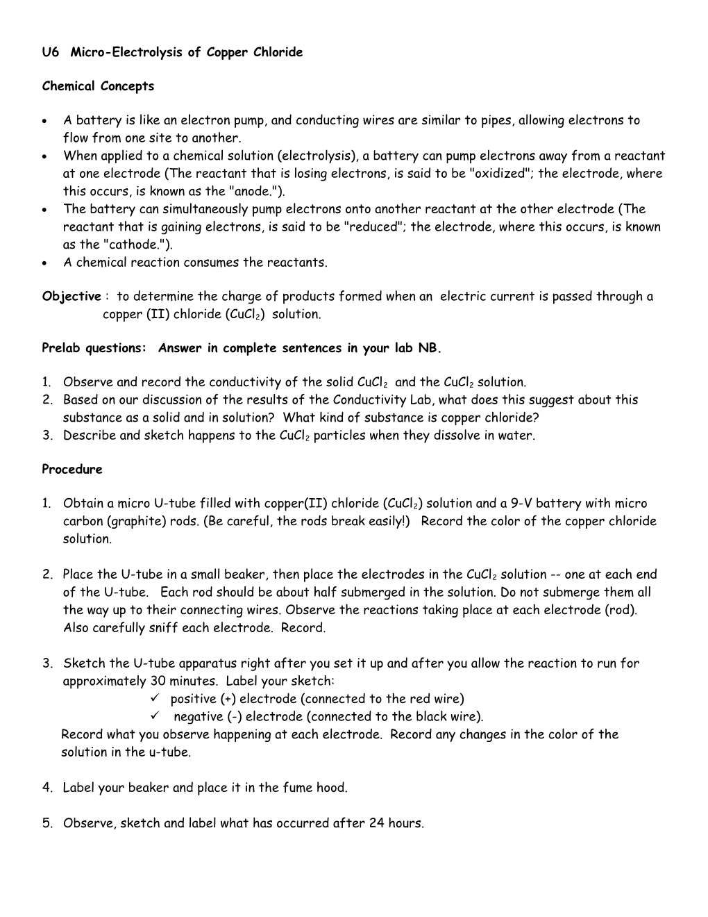 Expt 048 Micro-Electrolysis of Copper Chloride