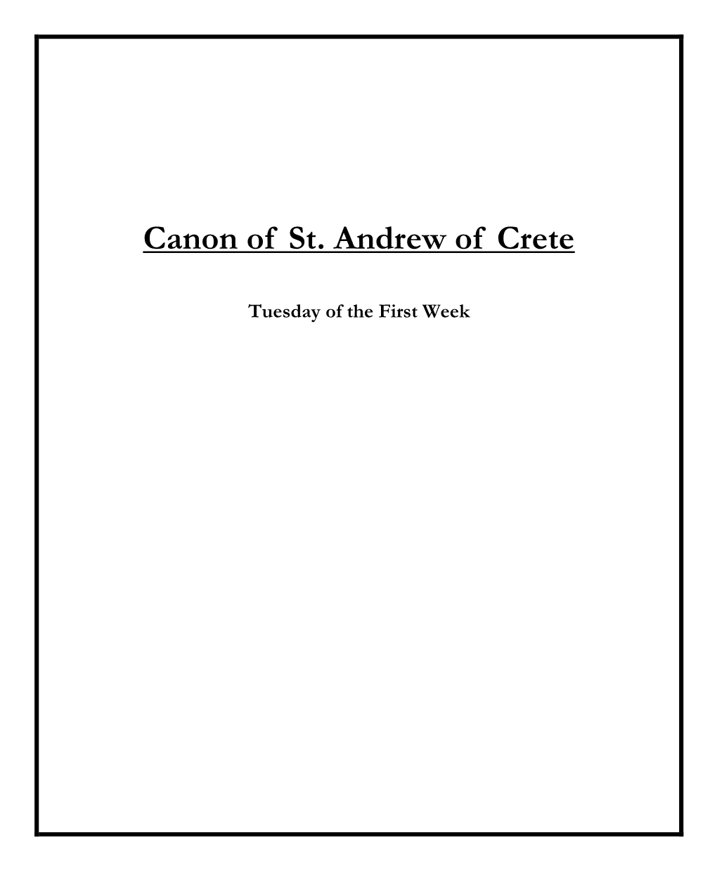 Canon of St. Andrew of Crete