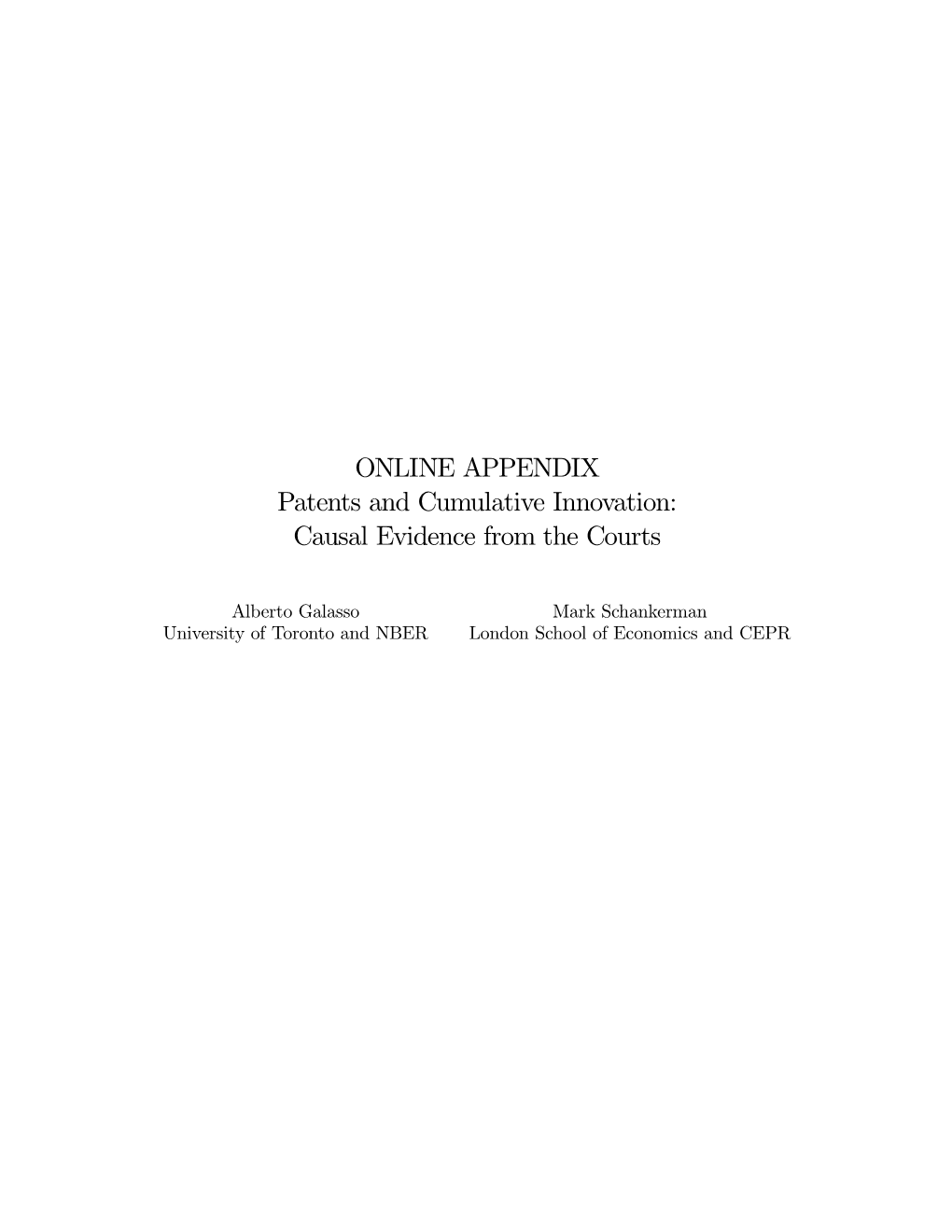 ONLINE APPENDIX Patents and Cumulative Innovation: Causal Evidence from the Courts