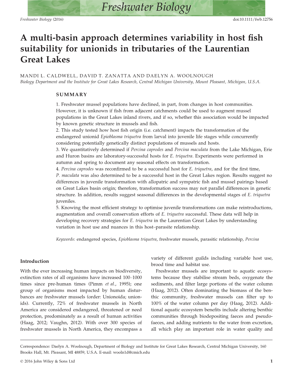 A Multi-Basin Approach Determines Variability in Host Fish Suitability For