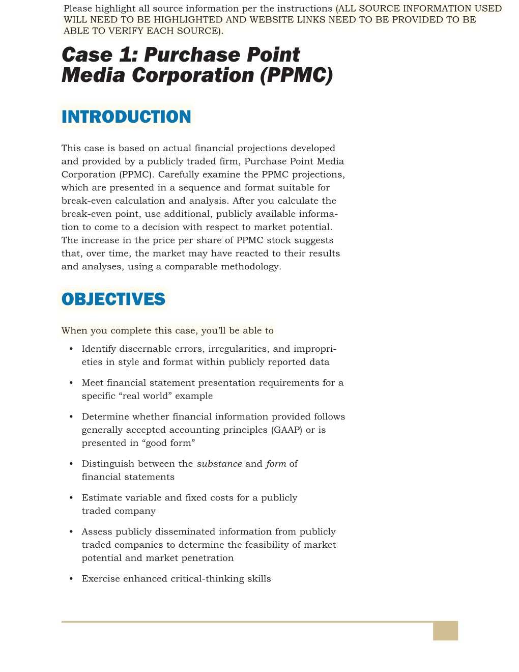 Case 1: Purchase Point Media Corporation (PPMC)