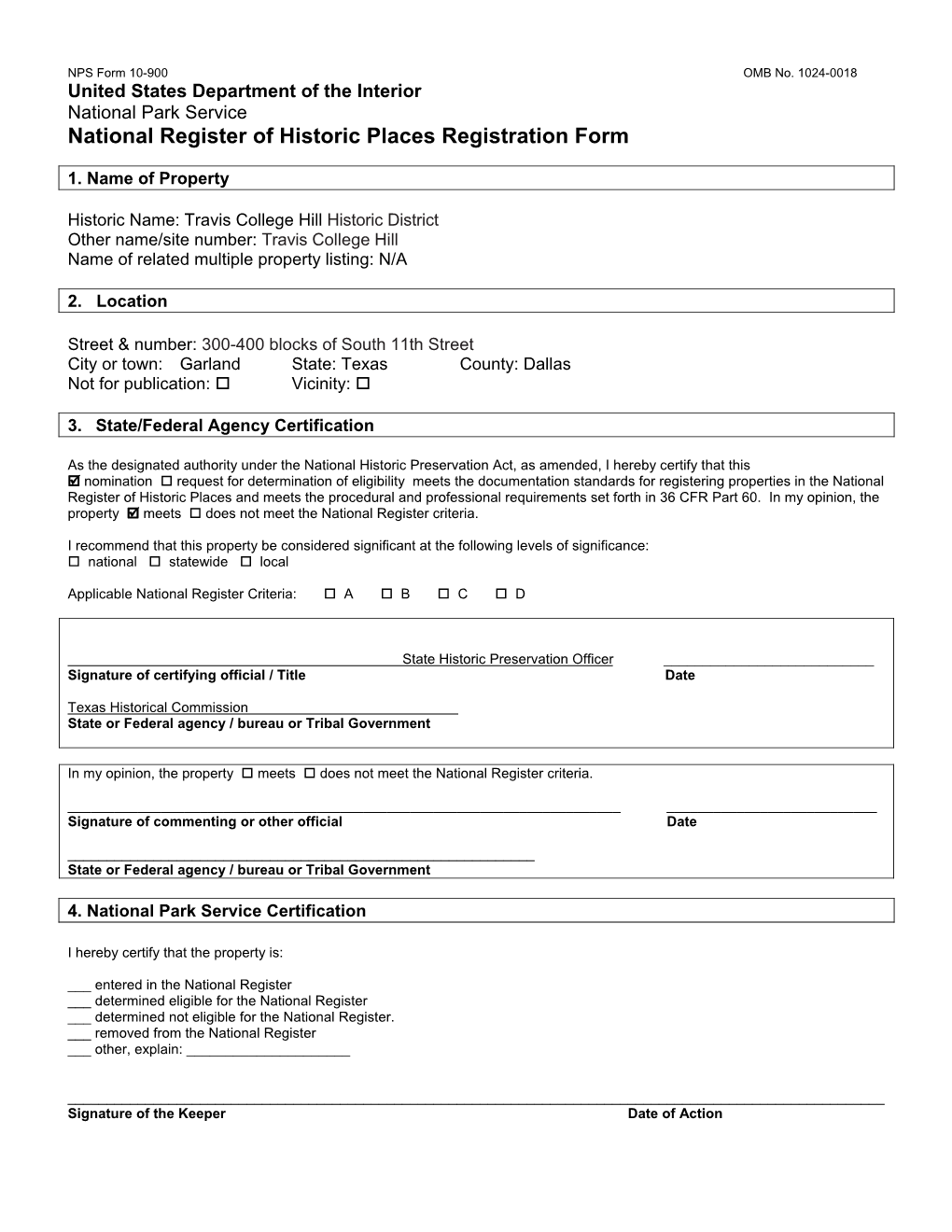 National Register of Historic Places Registration Form