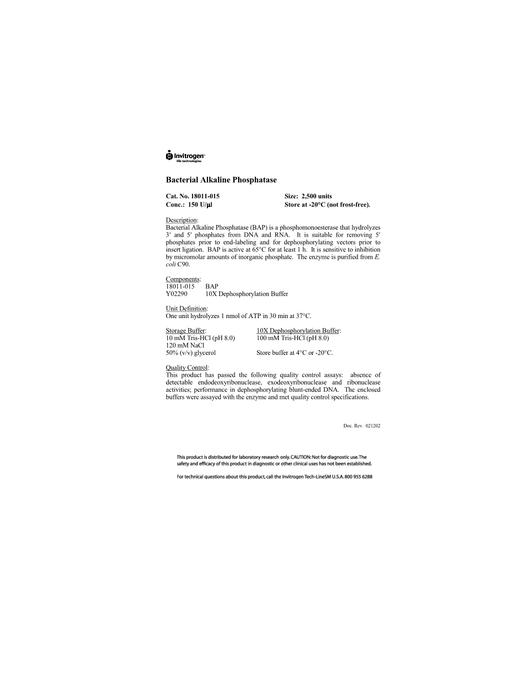 Bacterial Alkaline Phosphatase