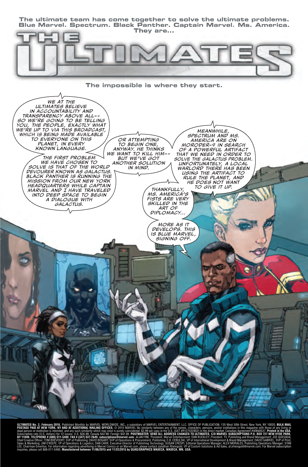 The Ultimate Team Has Come Together to Solve the Ultimate Problems. Blue Marvel