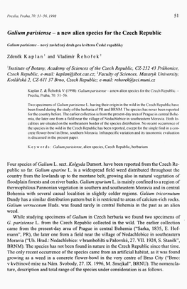 Galium Parisiense - a New Alien Species for the Czech Republic
