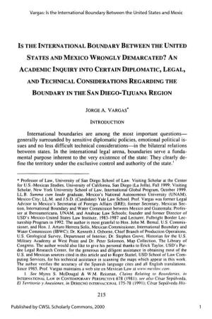Is the International Boundary Between the United States and Mexico Wrongly Demarcated?