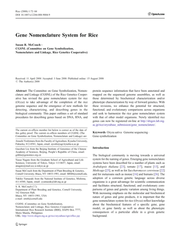 Gene Nomenclature System for Rice