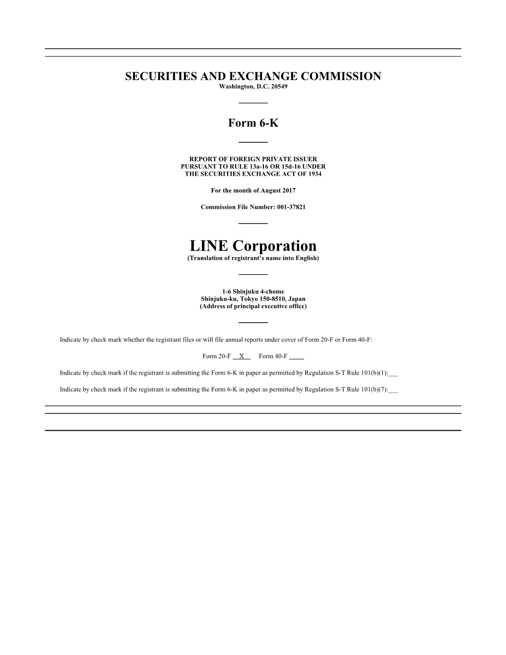 LINE Corporation (Translation of Registrant’S Name Into English)