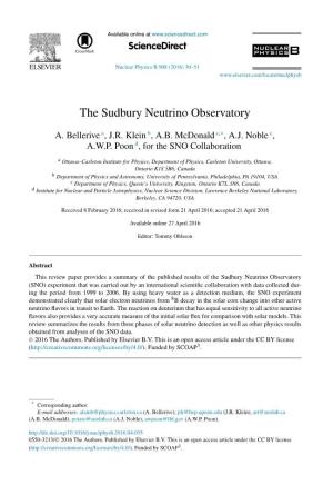 The Sudbury Neutrino Observatory